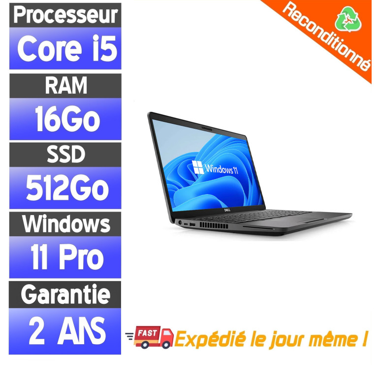 Dell Precision 3541 Reconditionné – PC Portable i5 9e Gen – 16Go RAM – SSD 512Go