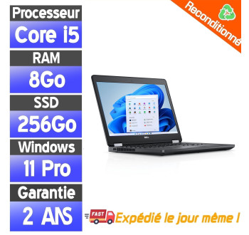 Dell Latitude E7470 Reconditionné - i5 - 8Go RAM - SSD 256Go - Windows 11 Pro
