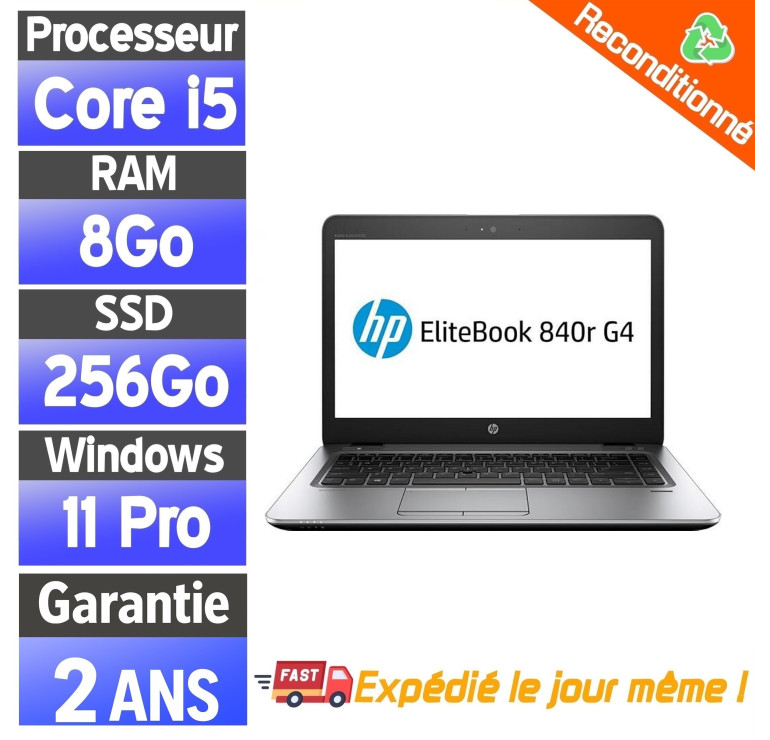 HP EliteBook 840r G4 Reconditionné – PC portable professionnel i5 8Go 256Go