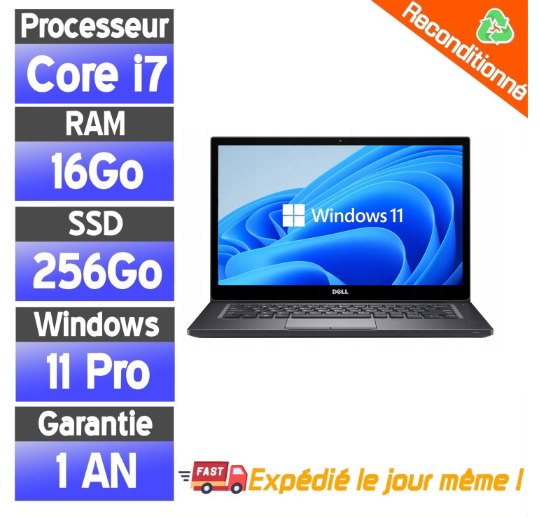 Dell Latitude 7480 Reconditionné – i5-7300U – 16Go RAM – SSD 256Go – QWERTY – Windows 11 Pro Dell Latitude 7480 Reconditionné – i5-7300U – 16Go RAM – SSD 256Go – QWERTY – Windows 11 Pro