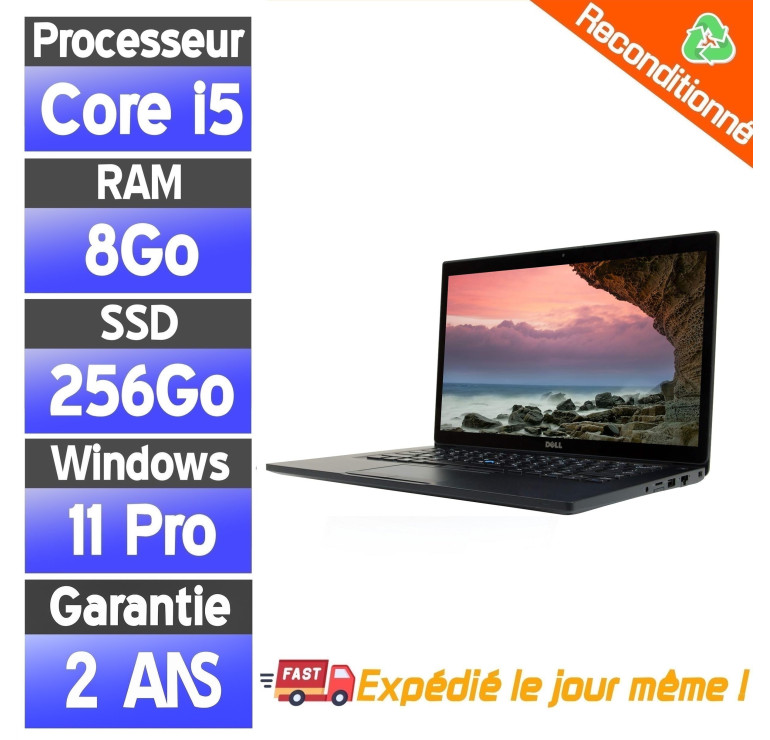 Dell Latitude 7480   PC Portable D'Occasion– PC Portable i5 7300U 16Go SSD 256Go
