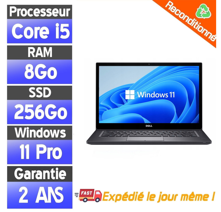 Dell Latitude 7490 Reconditionné – i5-8350U – 16Go RAM – SSD 256Go – PC Portable D Occasion