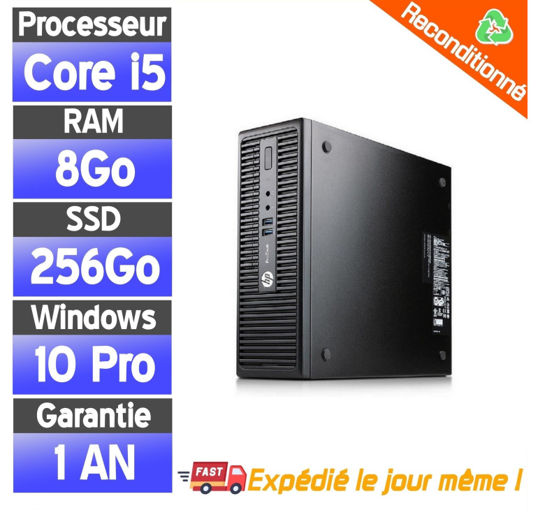 HP Prodesk 400 G3 SFF - Core i5-6500 - 8 Go Ram - 256 Go SSD - Win11