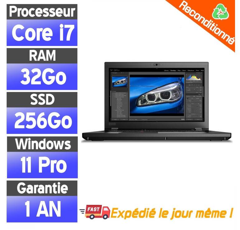 PC Portable Puissant 15 Pouces Lenovo ThinkPad P50 – i7, 16Go RAM, SSD 250Go