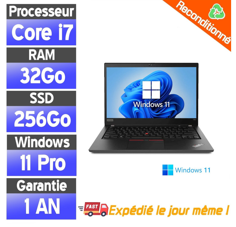 Lenovo ThinkPad T490 i7 8th Gen – 32 Go RAM – SSD 256 Go – PC Portable Pro Reconditionné Lenovo ThinkPad T490 i7 8th Gen – 32 Go RAM – SSD 256 Go – PC Portable Pro Reconditionné