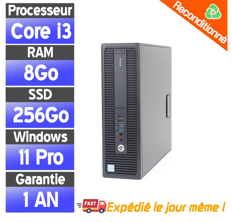 HP ProDesk 600 G2 SFF - Core i3-6100 - SSD 256 Go Ram 8Go