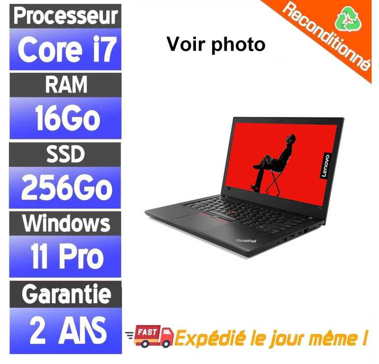 Lenovo ThinkPad T480 i7 8e Génération - PC Portable Reconditionné Full HD