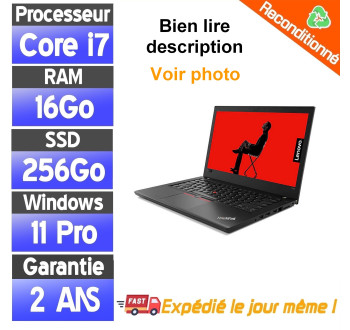 Lenovo ThinkPad T480 i7 – 16Go RAM – SSD 256Go – PC Portable Reconditionné Puissant
