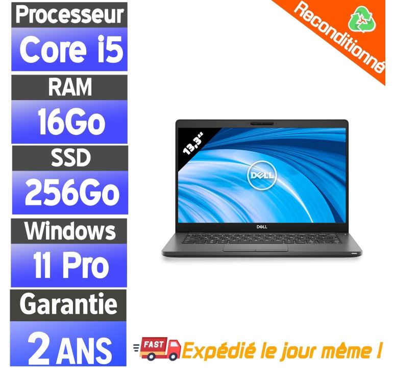 Dell Latitude 5300 i5 8e Gen – 16Go RAM – SSD 256Go – Windows 11 – PC Portable Pro Reconditionné