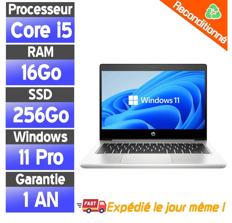 HP ProBook 450 G7 Reconditionné – i5 10e Gen – 16Go – SSD 256Go – PC Portable Pro Windows 11