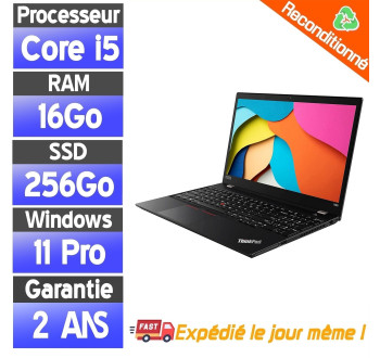 Lenovo ThinkPad T590 Reconditionné – i5-8365U – 16Go RAM – SSD 256Go – Full HD – Windows 11
