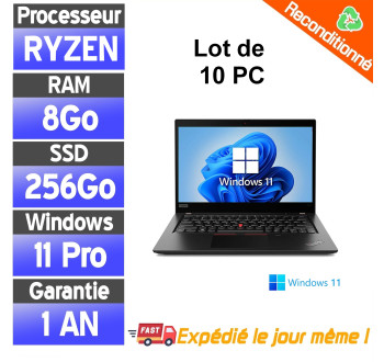 Lot de 10  - Lenovo Thinkpad X395 -  Amd Ryzen 3 Pro - SSD 256Go Ram 8Go