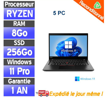 Lot de 5 - Lenovo Thinkpad X395 -  Amd Ryzen 3 Pro  - SSD 256Go Ram 8Go