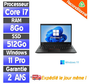 Lenovo ThinkPad T490s i7-8665U – 8Go RAM – 512Go SSD – PC Portable Reconditionné Professionnel