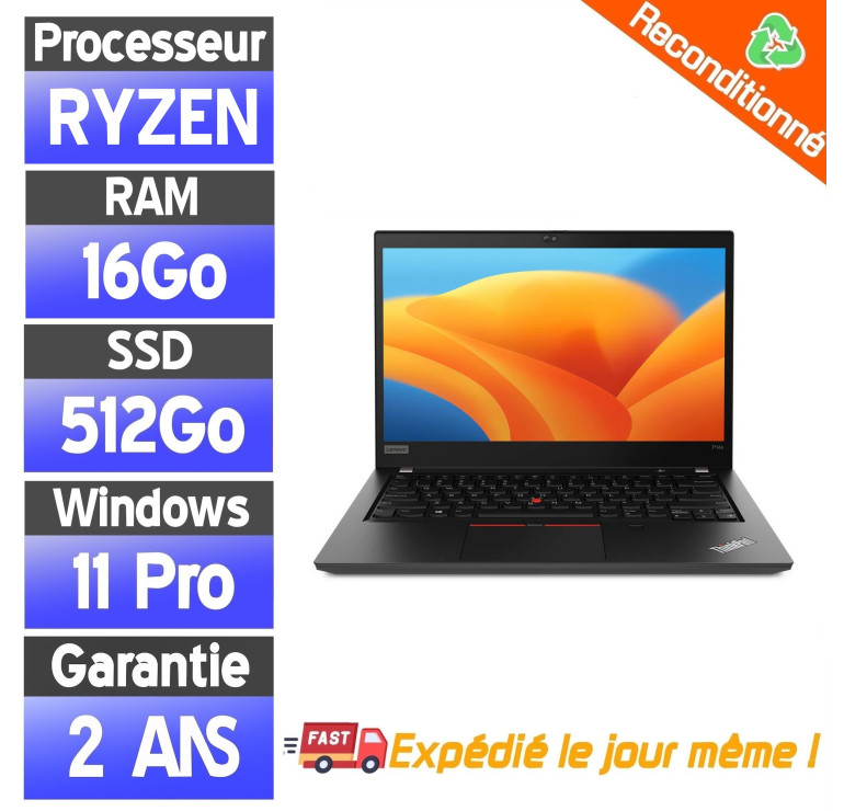 Lenovo ThinkPad T14s Gen 1 Ryzen 7 Pro 5850U – 16Go RAM – 512Go SSD – PC Portable Lenovo Reconditionné