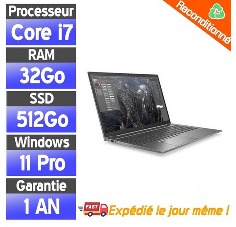 🔥 HP ZBook Firefly 15.6 G8 Reconditionné | i7 11e Gen - 32 Go RAM - SSD 512 Go - Win 11