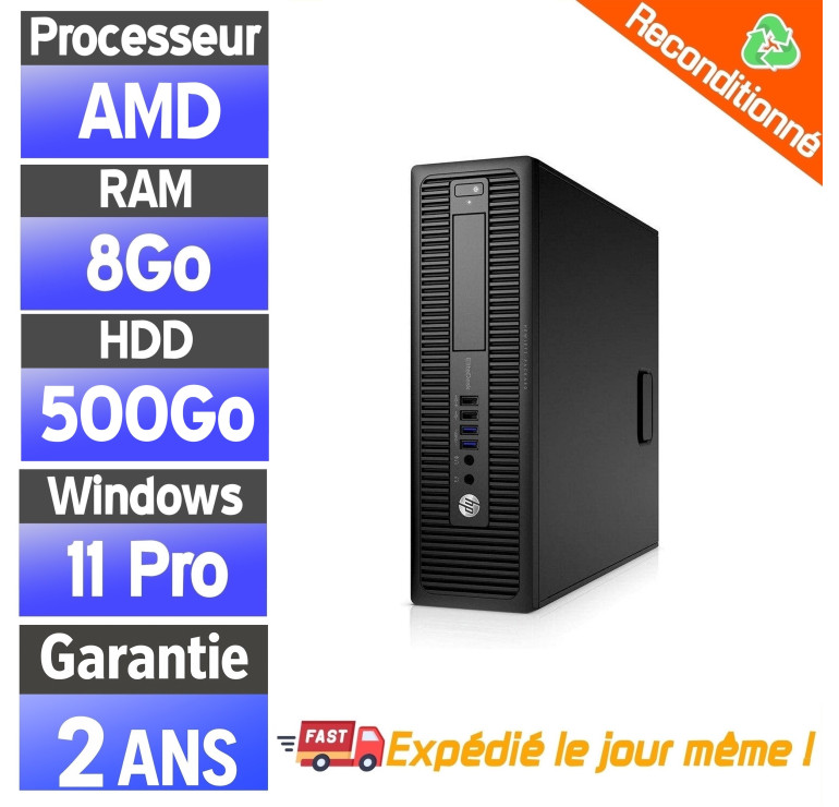 HP EliteDesk 705 G4 SFF – AMD A10-8770 R7 – 8Go RAM – 500Go HDD – PC de bureau reconditionné