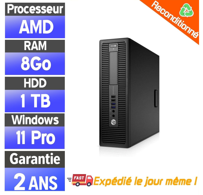 HP EliteDesk 705 G3 SFF – PC fixe reconditionné pas cher – AMD A10 – 8Go RAM – 1To HDD