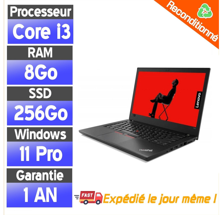 Lenovo Thinkpad X270- i3-6ème 8Go 256 SSD 14 pouces - Win 11 Pro