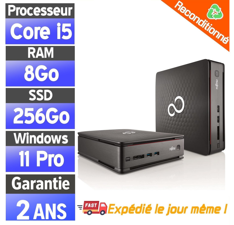 Fujitsu Esprimo Q520 – Mini PC reconditionné – Core i5 – 8Go RAM – SSD 256Go – Windows 11 Pro