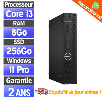 Dell OptiPlex 3050 Mini – Mini PC reconditionné – Core i3-7100T – 8Go RAM – SSD 256Go – Windows 11 Pro