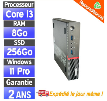 Lenovo ThinkCentre M700 – PC fixe reconditionné – Intel Core i3 – 8Go RAM – SSD 256Go – Windows 11 Pro