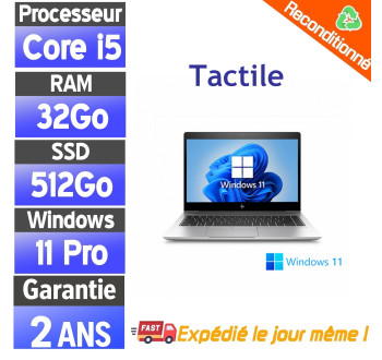 HP EliteBook 840 G5 – PC portable professionnel reconditionné – i5 8ᵉ Gen – 32Go RAM – SSD 512Go – Tactile – Windows 11 Pro