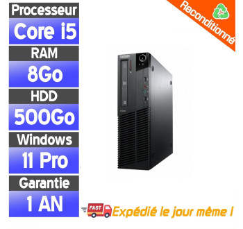 Lenovo ThinkCentre M82 SFF – PC fixe reconditionné – i5-3470 – 8Go RAM – HDD 500Go – Windows 11 Pro