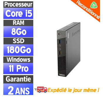Lenovo ThinkCentre M700 – PC fixe reconditionné – Intel Core i3 – 8Go RAM – SSD 256Go – Windows 11 Pro