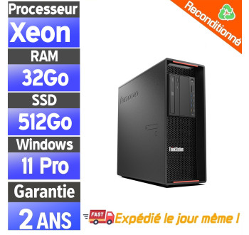 Lenovo ThinkStation P500 – Workstation reconditionnée – Xeon E5-1620 v3 – 32Go RAM – SSD 512Go + 2To – Windows 11 Pro