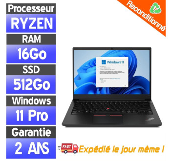 Lenovo ThinkPad E14 Gen2 – PC portable reconditionné – Ryzen 7 5825U – 16Go – SSD 512Go – État correct