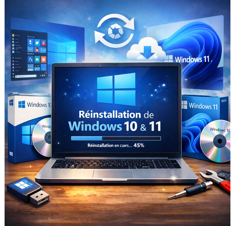 Réinstallation Windows 10 et Windows 11 – Installation propre et rapide