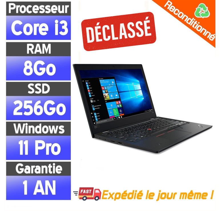 ThinkPad L380 IntelCore i3-8130U - 8Go Ram - 256 Go SSD - Voir photo