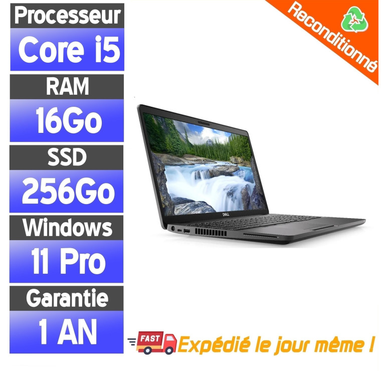 Dell Precision 3541 Reconditionné – PC Portable i5 9e Gen – 16Go RAM – SSD 512Go
