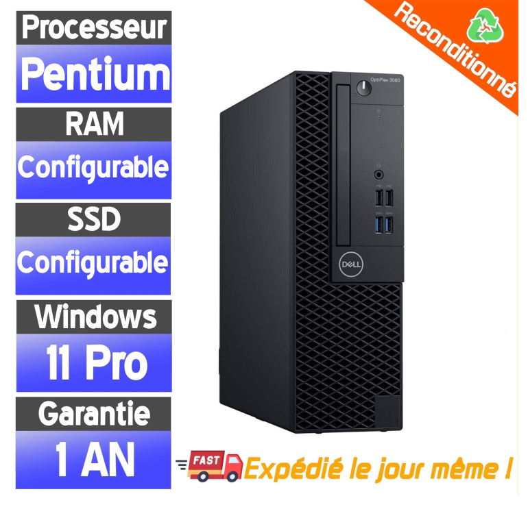 Dell OptiPlex 3050 SFF Pentium G4400 8Go RAM 120Go SSD — PC reconditionné