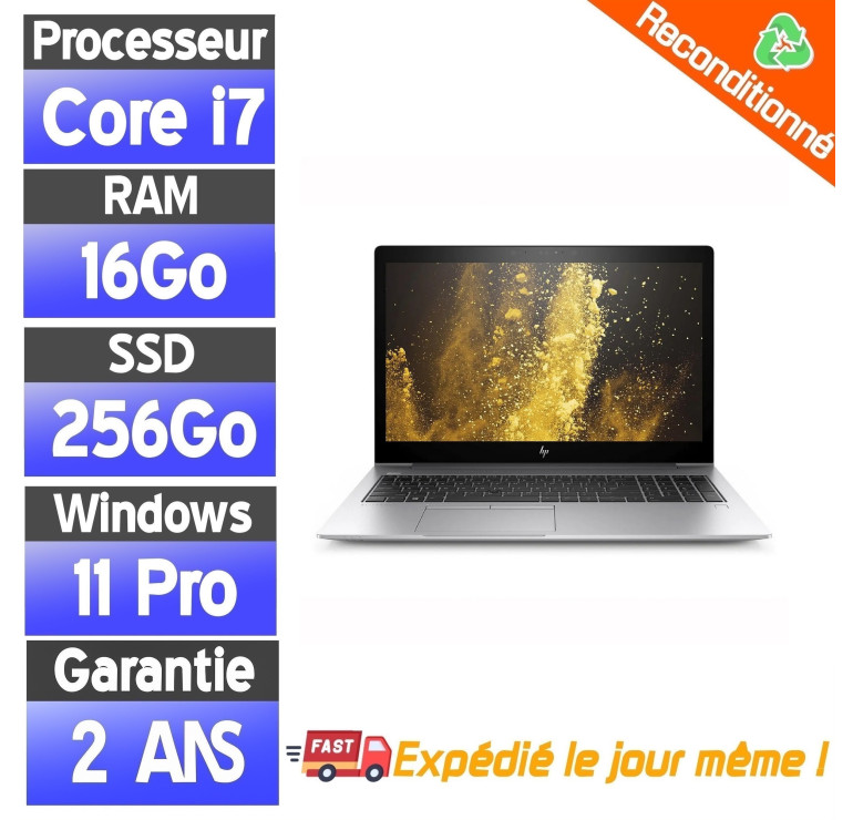 HP EliteBook 840 G5 i7 16Go 256Go SSD 14" — PC portable reconditionné