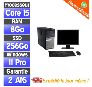 Pack PC complet Dell OptiPlex 7020 i5 8Go SSD 256Go + Écran 22"