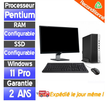 HP ProDesk 600 G3 SFF + Écran 22″ Full HD — PC Complet Reconditionné SSD Windows 11