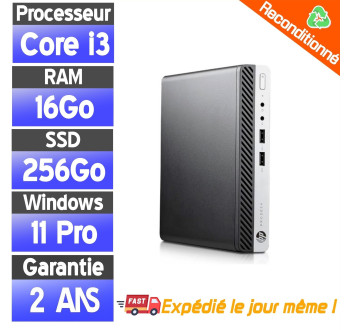 Mini PC HP ProDesk 400 G5 Micro i3-9100T 16Go RAM SSD 256Go — PC compact reconditionné