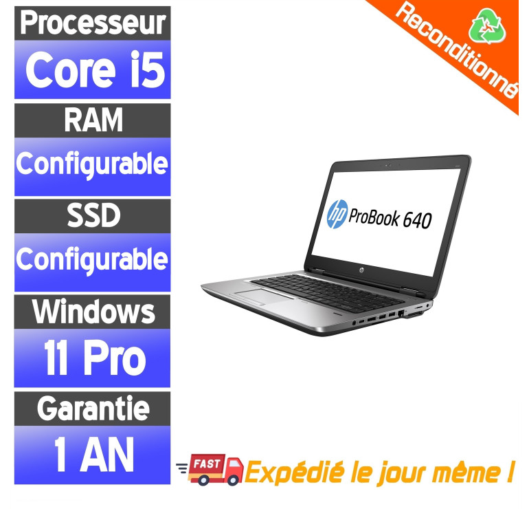 HP ProBook 640 G2 14" Core i5 2.4 GHz - SSD 256 Go - 8 Go AZERTY - Win11
