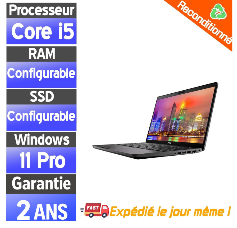 Dell Latitude 5500 i5-8365U 8Go 256Go SSD Full HD W11 Pro AZERTY