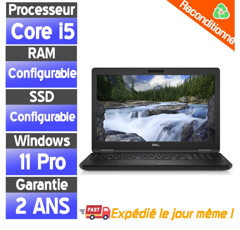 PC portable reconditionné Dell Latitude 5590 i5 SSD RAM Windows 11