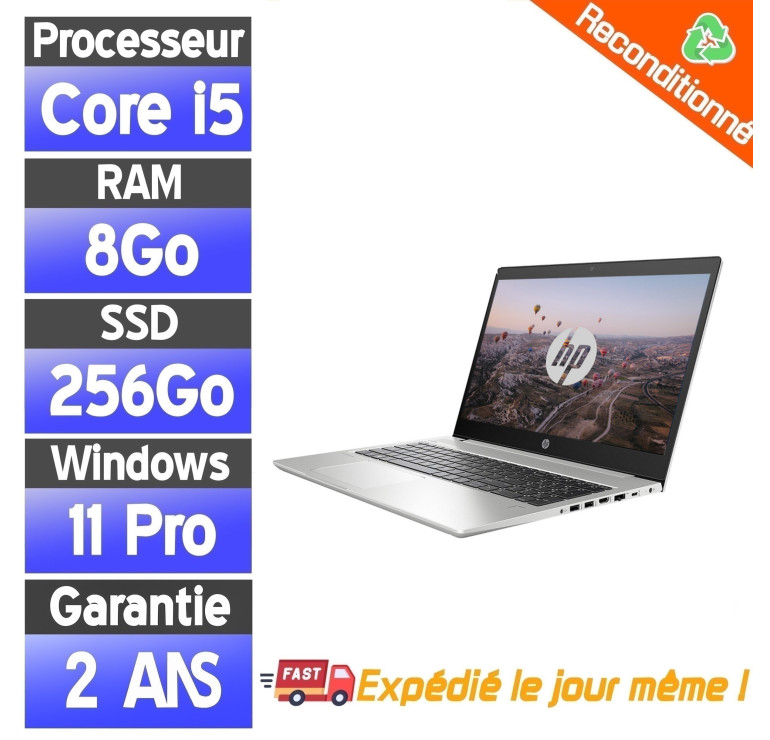 HP ProBook 450 G6 15.6" i5-8265U 8Go RAM 256Go SSD Windows 11 – PC Portable