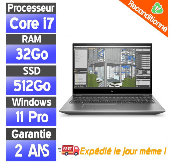 HP ZBook 15 G6 15.6" i7-9850H 32Go RAM 512Go SSD + 500Go HDD Windows 11 Pro