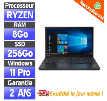 Lenovo E15 15.6" Ryzen 5 4500U 8Go RAM 256Go SSD Windows 11 Pro PC Portable