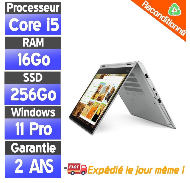 Lenovo ThinkPad Yoga L380 13.3" i5-8250U 16Go RAM 256Go SSD Windows 11 PC Portable