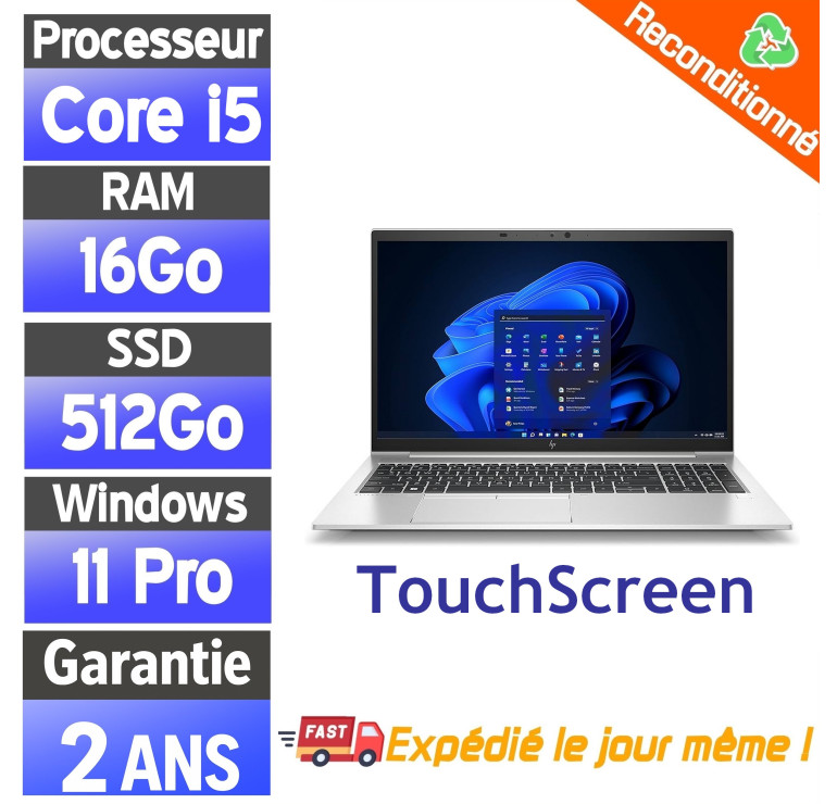 HP EliteBook 850 G8 i5 11e Gen 16Go 512Go Tactile