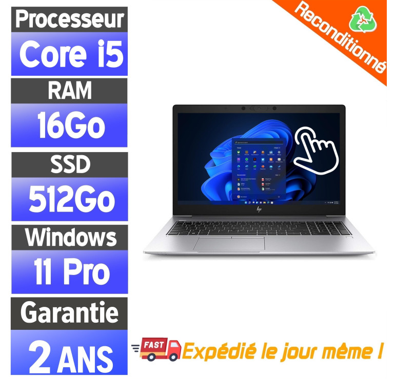 HP EliteBook 850 G6 i5 8e Gen 16Go 512Go Tactile