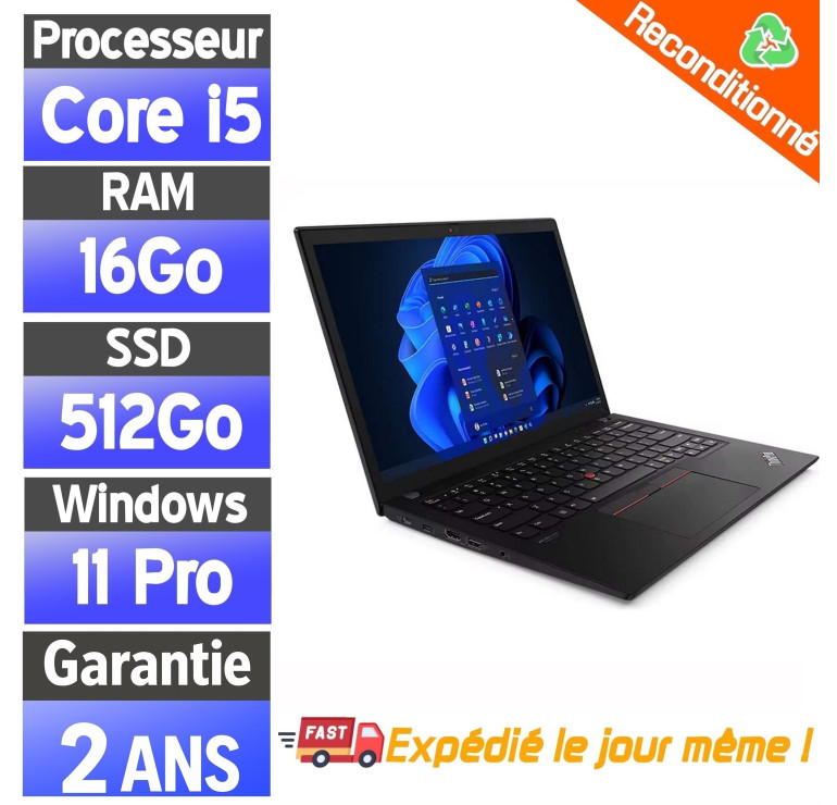 Lenovo X13 Gen 1 i5 10e Gen 16Go 512Go SSD