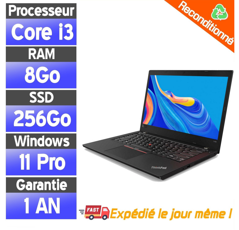 Lenovo ThinkPad L380 IntelCore i3-8130U - 8Go Ram - 256 Go SSD - Win 11